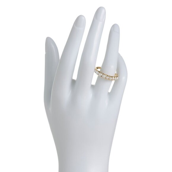 SHAANTI JEWELS Gold/Pearl Made In India 14kt Gold Plated Pearl Band Ring - Picture 2 of 2